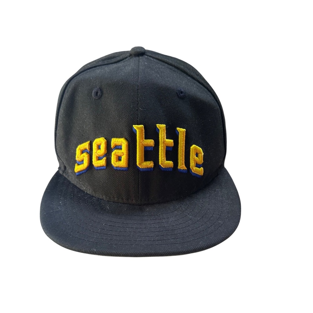 New Era 9FIFTY Seattle PNW‎ Snapback Hat Mens Black Yellow Flat Bill Cap OSFM